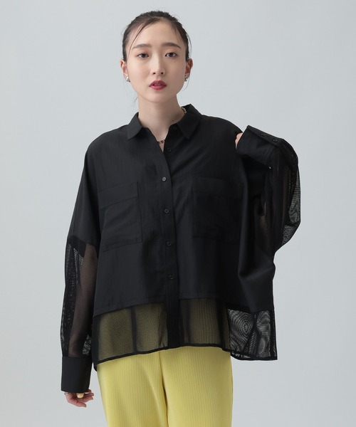 LEPSIM（レプシィム）の「異素材ショートポンチョシャツ　654008（シャツ/ブラウス・レディース・オフホワイト/ホワイト×ブラック/ブラック/イエロー/ブラウン/ホワイト・FREE）」の19枚目の写真