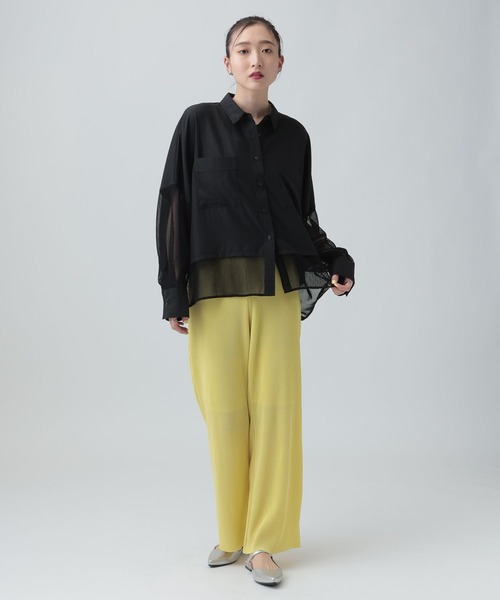 LEPSIM（レプシィム）の「異素材ショートポンチョシャツ　654008（シャツ/ブラウス・レディース・オフホワイト/ホワイト×ブラック/ブラック/イエロー/ブラウン/ホワイト・FREE）」の22枚目の写真