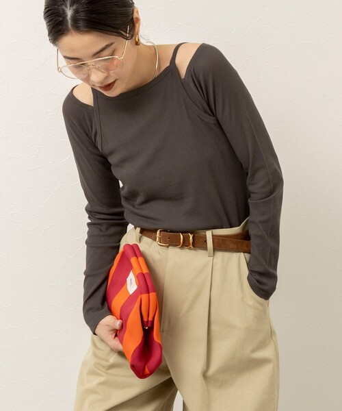 MAQWEL(マクウェル)の「【MAQWEL/マクウェル】ウォッシャブルレイヤードプルオーバー(Tシャツ/カットソー・レディース・サックスブルー/チャコールグレー/キナリ・FREE)」の1枚目の写真