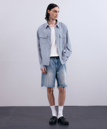 NUAKLE（ヌアクル）の「(m) ドライチェッククロップシャツ_スカイブルー（シャツ/ブラウス）」