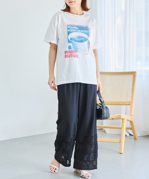 LAVEANGE(ラビアンジェ)の「スクエア刺繍レース切替ワイドパンツ|レースで魅せる大人の抜け感スタイル/イージーパンツ/ポケット付き/ウエストゴム/体型カバー(その他パンツ・レディース・オフホワイト/ブラック・LL/4L/3L/M/5L)」の10枚目の写真