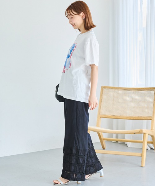 LAVEANGE(ラビアンジェ)の「スクエア刺繍レース切替ワイドパンツ|レースで魅せる大人の抜け感スタイル/イージーパンツ/ポケット付き/ウエストゴム/体型カバー(その他パンツ・レディース・オフホワイト/ブラック・LL/4L/3L/M/5L)」の13枚目の写真