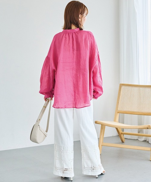 LAVEANGE(ラビアンジェ)の「スクエア刺繍レース切替ワイドパンツ|レースで魅せる大人の抜け感スタイル/イージーパンツ/ポケット付き/ウエストゴム/体型カバー(その他パンツ・レディース・オフホワイト/ブラック・LL/4L/3L/M/5L)」の6枚目の写真