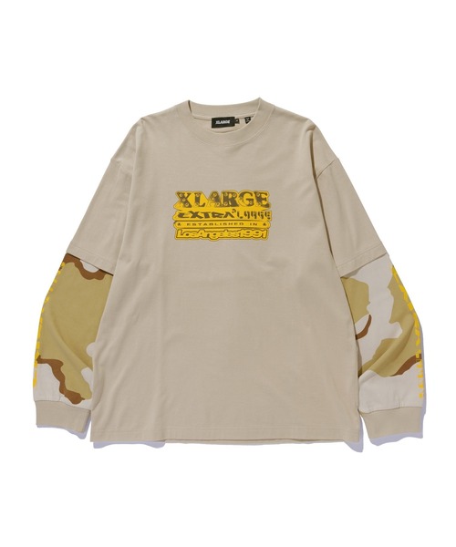 XLARGE(エクストララージ)の「EXTRALARGE LAYERED L/S TEE(Tシャツ/カットソー・メンズ・グレー/ブラック/ベージュ・S/M/L/XL)」の3枚目の写真