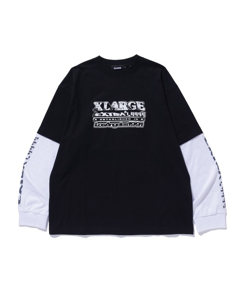 XLARGE(エクストララージ)の「EXTRALARGE LAYERED L/S TEE(Tシャツ/カットソー・メンズ・グレー/ブラック/ベージュ・S/M/L/XL)」の2枚目の写真