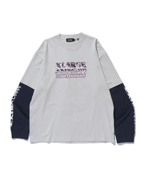 XLARGE(エクストララージ)の「EXTRALARGE LAYERED L/S TEE(Tシャツ/カットソー・メンズ・グレー/ブラック/ベージュ・S/M/L/XL)」の12枚目の写真