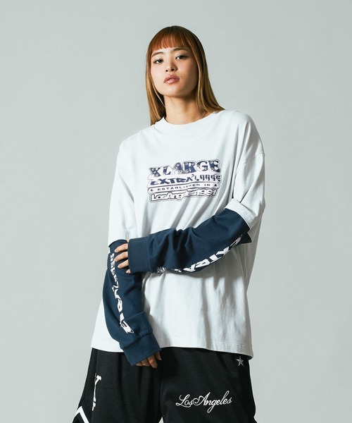 XLARGE(エクストララージ)の「EXTRALARGE LAYERED L/S TEE(Tシャツ/カットソー・メンズ・グレー/ブラック/ベージュ・S/M/L/XL)」の14枚目の写真