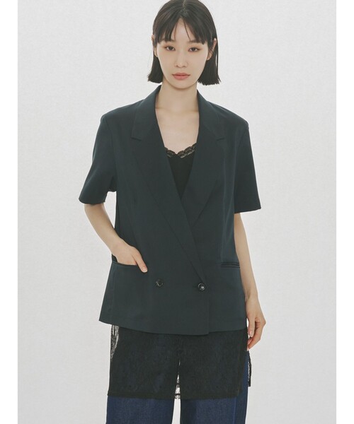 MIDIUMISOLID(ミディウミソリッド)の「MIDIUMISOLID for Ladies ハーフスリーブジャケット(ダウンジャケット/コート・レディース・ネイビー/ベージュ・FREE)」の9枚目の写真