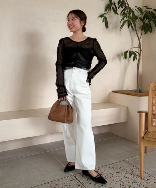 gemeil（ジェムイル）の「【LE'MAGE×gemeilコラボ】13ozハイウエストストレートデニム（デニムパンツ・レディース・ベージュ/ホワイト・SHORT/38/36）」の20枚目の写真