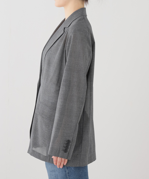 SLOBE IENA（スローブイエナ）の「クリスピーシアーテーラードジャケット（テーラードジャケット・レディース・チャコールグレー・FREE）」の2枚目の写真