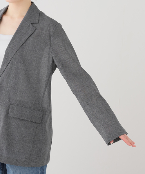 SLOBE IENA（スローブイエナ）の「クリスピーシアーテーラードジャケット（テーラードジャケット・レディース・チャコールグレー・FREE）」の4枚目の写真