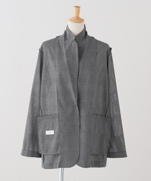 SLOBE IENA（スローブイエナ）の「クリスピーシアーテーラードジャケット（テーラードジャケット・レディース・チャコールグレー・FREE）」の7枚目の写真