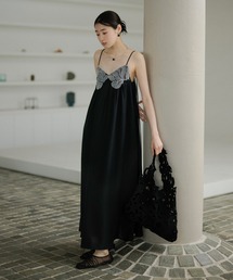 LAULEN | embroidery tulle cami dress / ケミカルレースロングキャミソールワンピース(ワンピース)