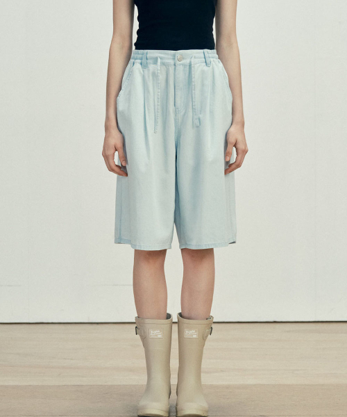 MALOUPE(マロップ)の「9205 超軽量 ワンタック ハーフ デニムパンツ (ライトインディゴ)(その他パンツ・レディース・ライトインディゴブルー・MEDIUM/SMALL)」の9枚目の写真