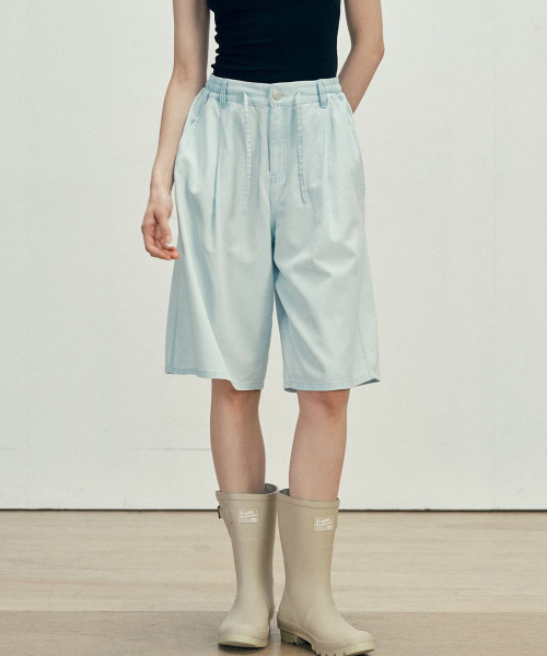 MALOUPE(マロップ)の「9205 超軽量 ワンタック ハーフ デニムパンツ (ライトインディゴ)(その他パンツ・レディース・ライトインディゴブルー・MEDIUM/SMALL)」の8枚目の写真