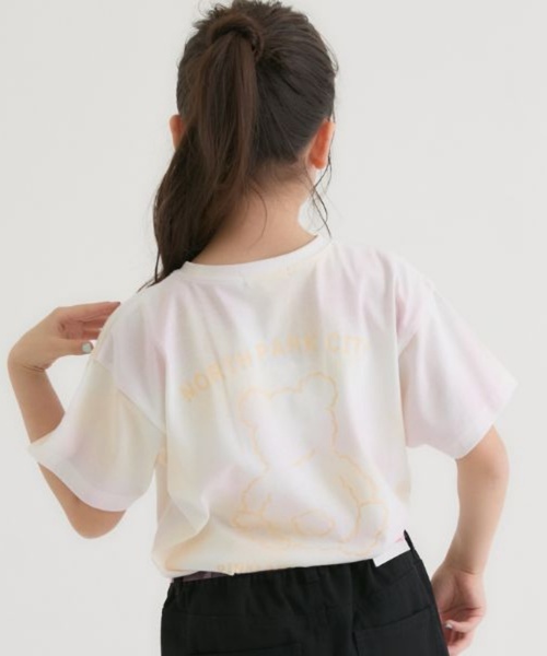 PINK-latte（ピンクラテ）の「【接触冷感】タイダイ柄くまちゃんTシャツ（Tシャツ/カットソー・キッズ・ライトグレー/ライトオレンジ系/ミント/ラベンダー・140cm/130cm/160cm/150cm/120cm）」の4枚目の写真