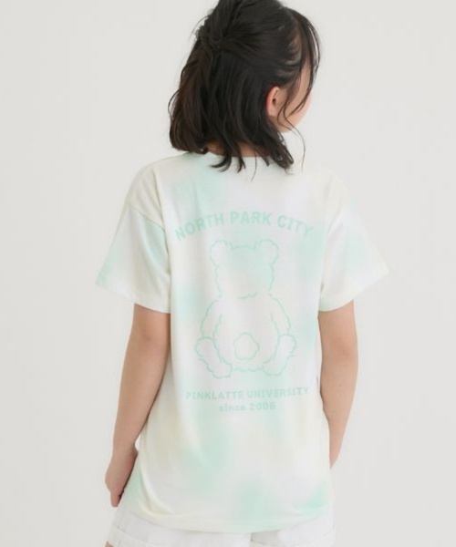 PINK-latte（ピンクラテ）の「【接触冷感】タイダイ柄くまちゃんTシャツ（Tシャツ/カットソー・キッズ・ライトグレー/ライトオレンジ系/ミント/ラベンダー・140cm/130cm/160cm/150cm/120cm）」の3枚目の写真