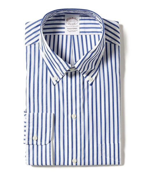 BEAMS F(ビームスエフ)の「【別注】Brooks Brothers / スーピマコットン ブロード ストライプ ポロカラーシャツ(シャツ/ブラウス・メンズ・ブルー・14.5/15 /15.5/16/16.5)」の1枚目の写真