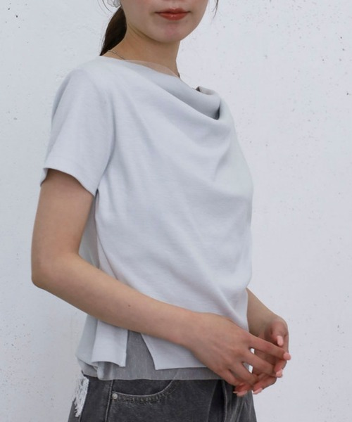 archives(アルシーヴ)の「チュールレイヤードタックドレープカットTOPS(Tシャツ/カットソー・レディース・ブラック/グレー/クリーム/ブルー・MEDIUM)」の13枚目の写真