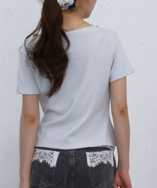 archives(アルシーヴ)の「チュールレイヤードタックドレープカットTOPS(Tシャツ/カットソー・レディース・ブラック/グレー/クリーム/ブルー・MEDIUM)」の14枚目の写真