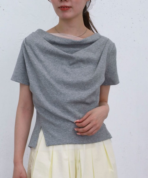 archives(アルシーヴ)の「チュールレイヤードタックドレープカットTOPS(Tシャツ/カットソー・レディース・ブラック/グレー/クリーム/ブルー・MEDIUM)」の21枚目の写真