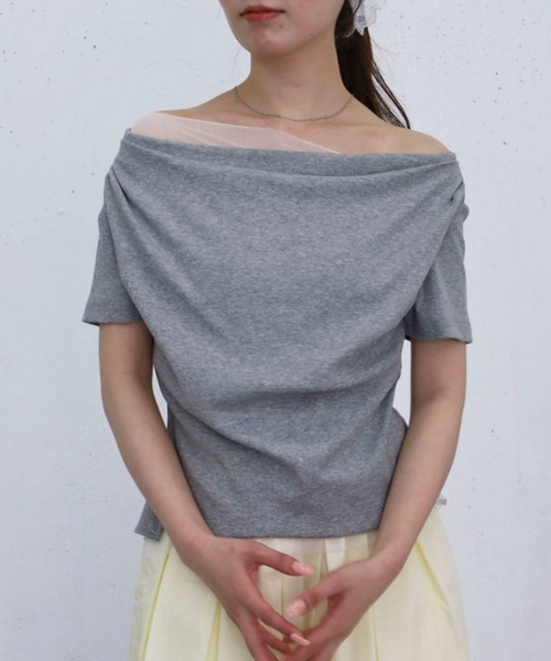 archives(アルシーヴ)の「チュールレイヤードタックドレープカットTOPS(Tシャツ/カットソー・レディース・ブラック/グレー/クリーム/ブルー・MEDIUM)」の22枚目の写真
