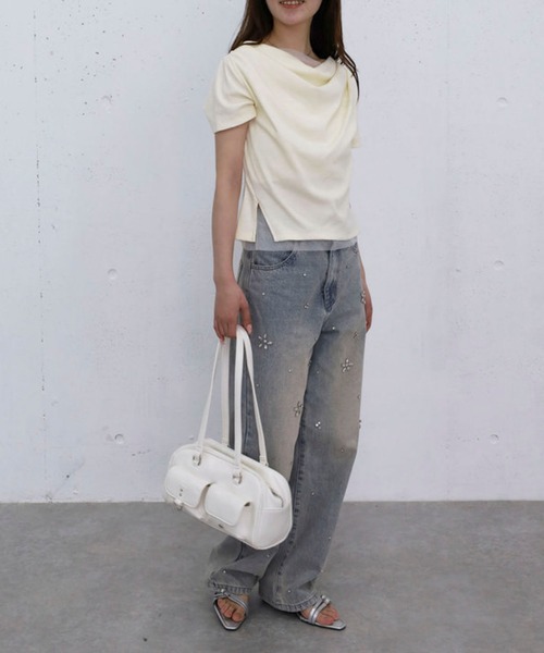 archives(アルシーヴ)の「チュールレイヤードタックドレープカットTOPS(Tシャツ/カットソー・レディース・ブラック/グレー/クリーム/ブルー・MEDIUM)」の9枚目の写真