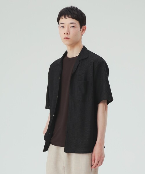 BEAMS HEART(ビームスハート)の「【8/6値下げ】メッシュレース オープンカラーシャツ(シャツ/ブラウス・メンズ・ブラウン/ブラック・SMALL/MEDIUM/LARGE)」の5枚目の写真
