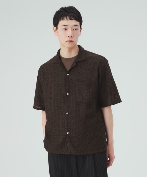 BEAMS HEART(ビームスハート)の「【8/6値下げ】メッシュレース オープンカラーシャツ(シャツ/ブラウス・メンズ・ブラウン/ブラック・SMALL/MEDIUM/LARGE)」の12枚目の写真