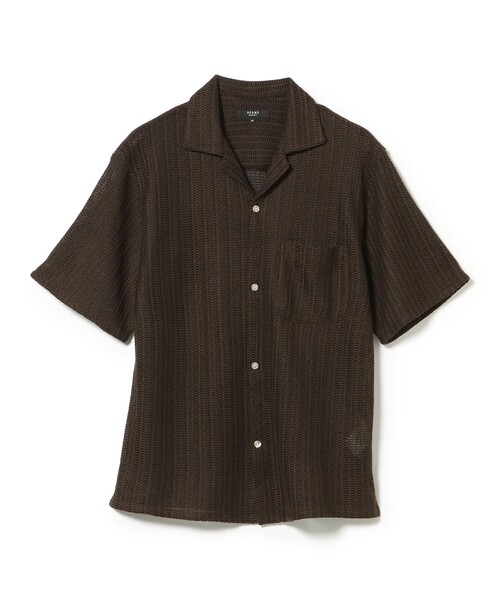 BEAMS HEART(ビームスハート)の「【8/6値下げ】メッシュレース オープンカラーシャツ(シャツ/ブラウス・メンズ・ブラウン/ブラック・SMALL/MEDIUM/LARGE)」の13枚目の写真