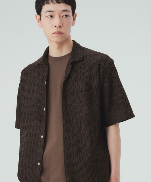 BEAMS HEART(ビームスハート)の「【8/6値下げ】メッシュレース オープンカラーシャツ(シャツ/ブラウス・メンズ・ブラウン/ブラック・SMALL/MEDIUM/LARGE)」の2枚目の写真