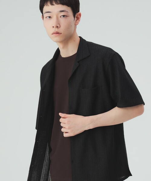 【23SS】unused メッシュ　オープンカラーシャツ　レース　半袖シャツ メッシュレース オープンカラーシャツ（シャツ/ブラウス）｜BEAMS