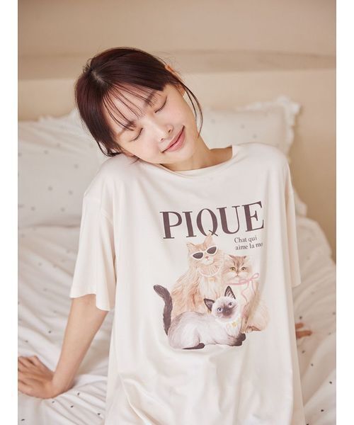 ジェラートピケ CATS Tシャツ&ショートパンツセット 猫柄ルームウェア ONLINE限定】ファッションCATS&DOGS ワンポイントTシャツ&ショート