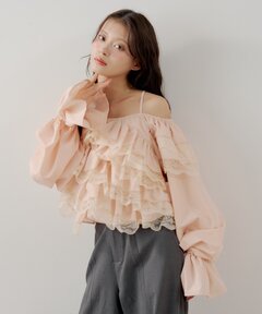 asymmetry tulle tops（シャツ/ブラウス）｜NOTREemor（ノートルエモア