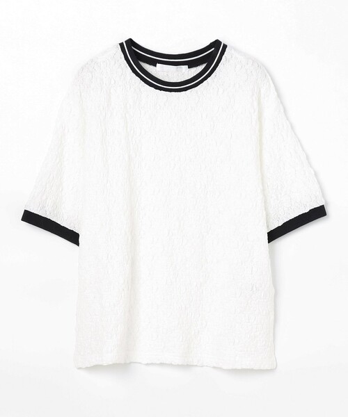 NICOLE white（ニコルホワイト）の「レースTシャツ（Tシャツ/カットソー・レディース・ブラック/オフホワイト・FREE）」の3枚目の写真