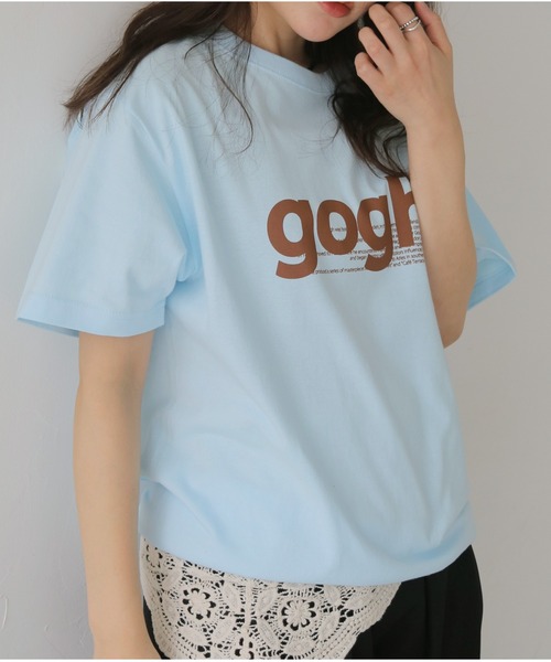 cheriella（シェリエラ）の「【cheriella】ゴッホロゴプリントTシャツ　GOGH LOGO PRINT T-SHIRT（Tシャツ/カットソー・レディース・ブラウン/アイボリー/ホワイト/ライトブルー・LARGE/MEDIUM/SMALL）」の6枚目の写真
