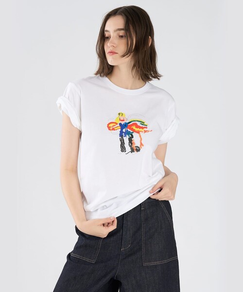 To b. by agnes b.(トゥービーバイアニエスベー)の「Fairy T オーガニックコットン 半袖 アーティストTシャツ(Tシャツ/カットソー・レディース・ホワイト・FREE)」の4枚目の写真
