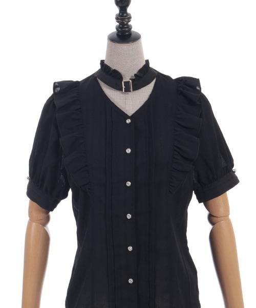 axes femme POETIQUE（アクシーズファムポエティック）の「金ボタン付きチョーカー風ＢＬ（シャツ/ブラウス・レディース・ホワイト/レッド/ブラック・MEDIUM）」の19枚目の写真