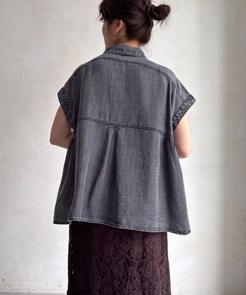 DouDou(ドゥドゥ)の「【WEB限定】リヨセルデニム半袖シャツ(シャツ/ブラウス・レディース・ブルー/ブラック・FREE)」の11枚目の写真