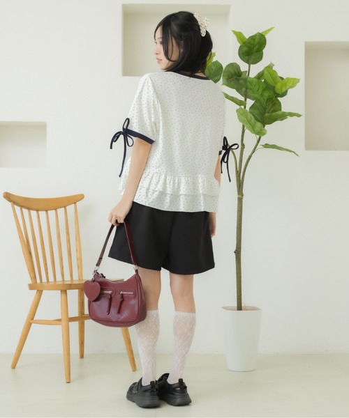kutir（クティール）の「アソートリボンリンガーフリルＴシャツ（Tシャツ/カットソー・レディース・ホワイト/ライトブルー/グレー/ピンク/ライトブラウン/ナチュラル/ブラック/アイボリー・FREE）」の11枚目の写真