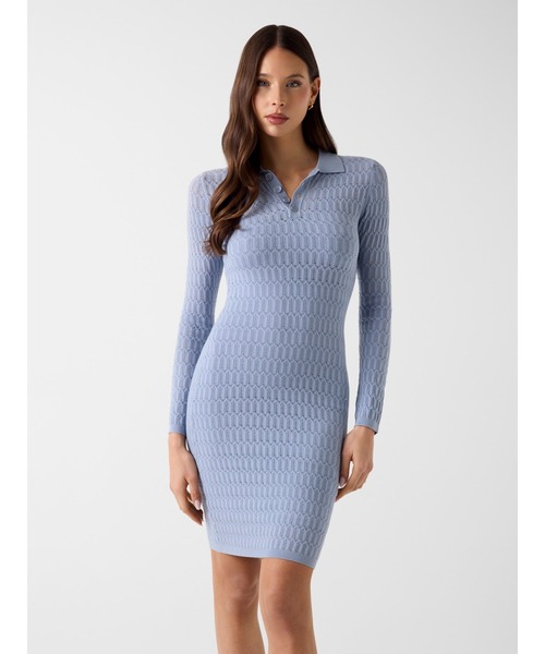 Guess(ゲス)の「MELISSA Polo Sweater Dress ワンピース ドレス(ワンピース・レディース・ライトブルー/ホワイト・LARGE/SMALL/X-SMALL/MEDIUM)」の1枚目の写真