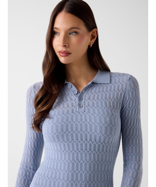 Guess(ゲス)の「MELISSA Polo Sweater Dress ワンピース ドレス(ワンピース・レディース・ライトブルー/ホワイト・LARGE/SMALL/X-SMALL/MEDIUM)」の4枚目の写真
