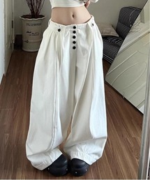 フロントボタンルーズワイドパンツ