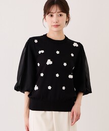 花柄ニットベストプルオーバー