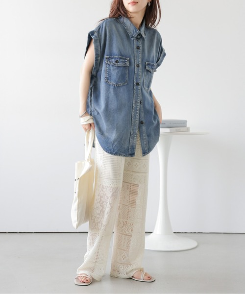 AMELY(エミリー)の「パッチワークレースパンツ(その他パンツ・レディース・オリーブ/アイボリー/ブラック・L/M)」の4枚目の写真