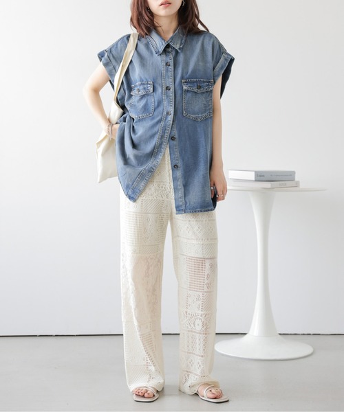 AMELY(エミリー)の「パッチワークレースパンツ(その他パンツ・レディース・オリーブ/アイボリー/ブラック・L/M)」の5枚目の写真