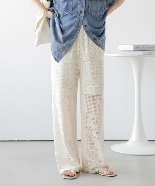 AMELY(エミリー)の「パッチワークレースパンツ(その他パンツ・レディース・オリーブ/アイボリー/ブラック・L/M)」の6枚目の写真
