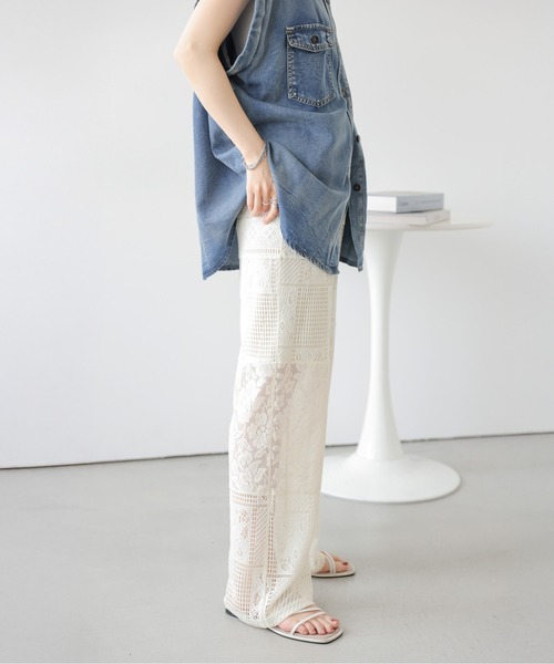 AMELY(エミリー)の「パッチワークレースパンツ(その他パンツ・レディース・オリーブ/アイボリー/ブラック・L/M)」の7枚目の写真