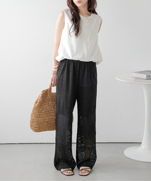 AMELY(エミリー)の「パッチワークレースパンツ(その他パンツ・レディース・オリーブ/アイボリー/ブラック・L/M)」の9枚目の写真