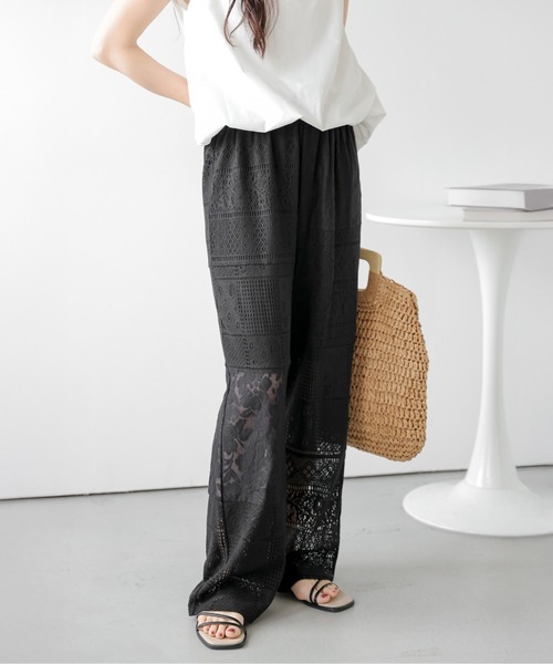 AMELY(エミリー)の「パッチワークレースパンツ(その他パンツ・レディース・オリーブ/アイボリー/ブラック・L/M)」の10枚目の写真